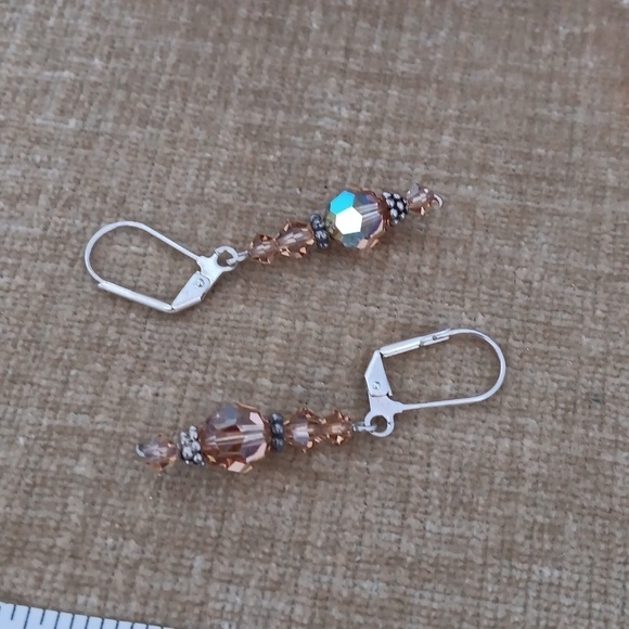 Silver Tone Leverback Beaded Earrings - Picture 4 of 6